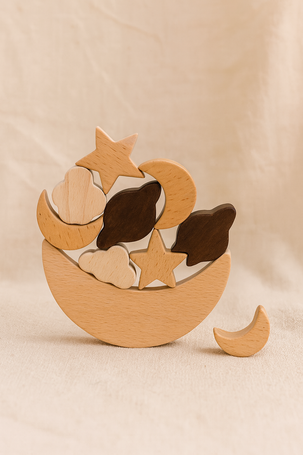 Wooden Montessori Toy (Star & Moon Balancing Blocks)