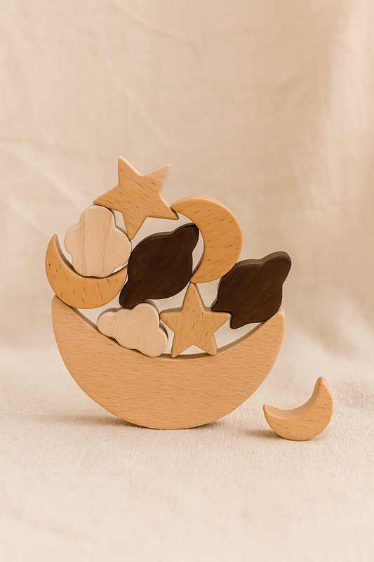 Wooden Montessori Toy (Star & Moon Balancing Blocks)