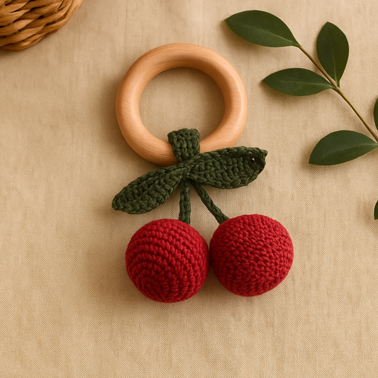 Cherry Crochet Teething Ring