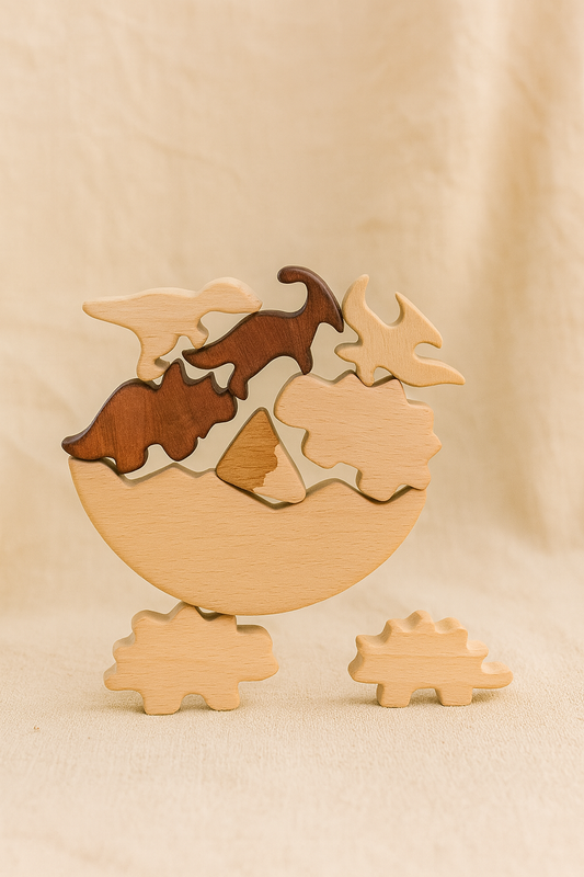 Wooden Montessori Toy (Dino Balancing Blocks)